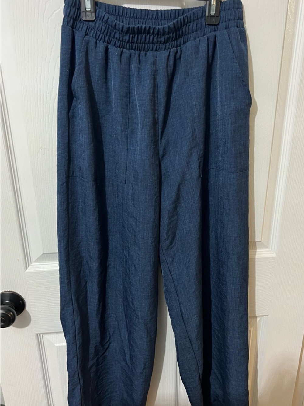 Wide Leg Elastic Waist Navy Women's Pants